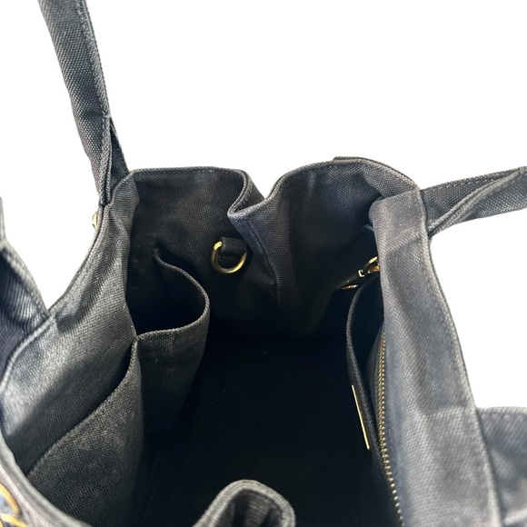 Authentic PRADA Triple Studded Black Denim Canapa Mini Tote Bag - Picture 8 of 14